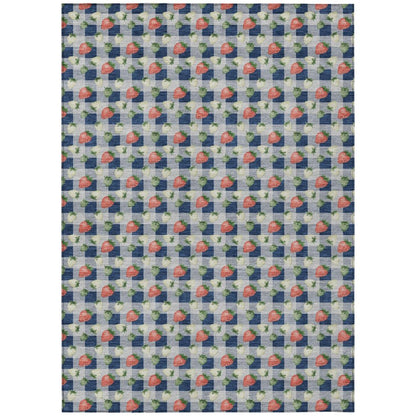 8' X 10' Navy Blue And Blue Floral Washable Indoor Outdoor Area Rug HomeRoots