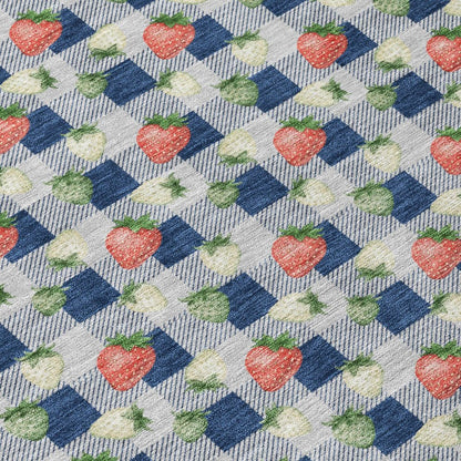 9' X 12' Navy Blue And Blue Floral Washable Indoor Outdoor Area Rug HomeRoots