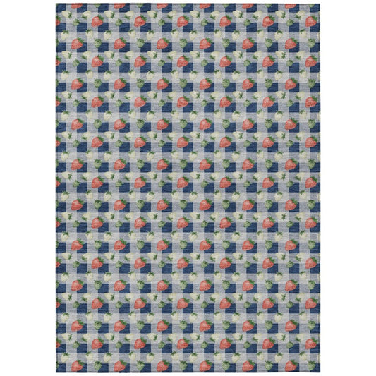 10' X 14' Navy Blue And Blue Floral Washable Indoor Outdoor Area Rug HomeRoots