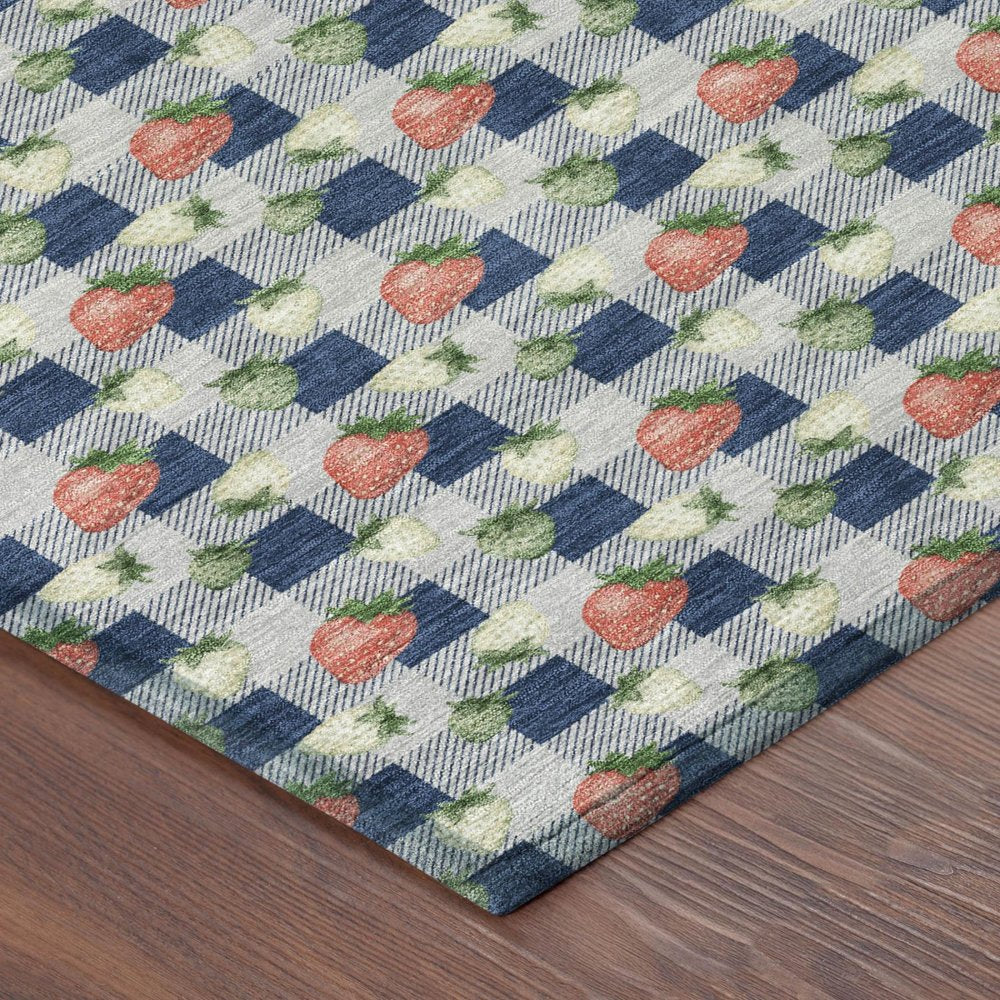10' X 14' Navy Blue And Blue Floral Washable Indoor Outdoor Area Rug HomeRoots