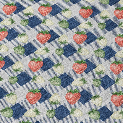 10' X 14' Navy Blue And Blue Floral Washable Indoor Outdoor Area Rug HomeRoots