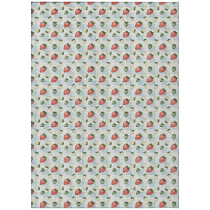 5' X 8' Sky Blue And Blue Floral Washable Indoor Outdoor Area Rug HomeRoots