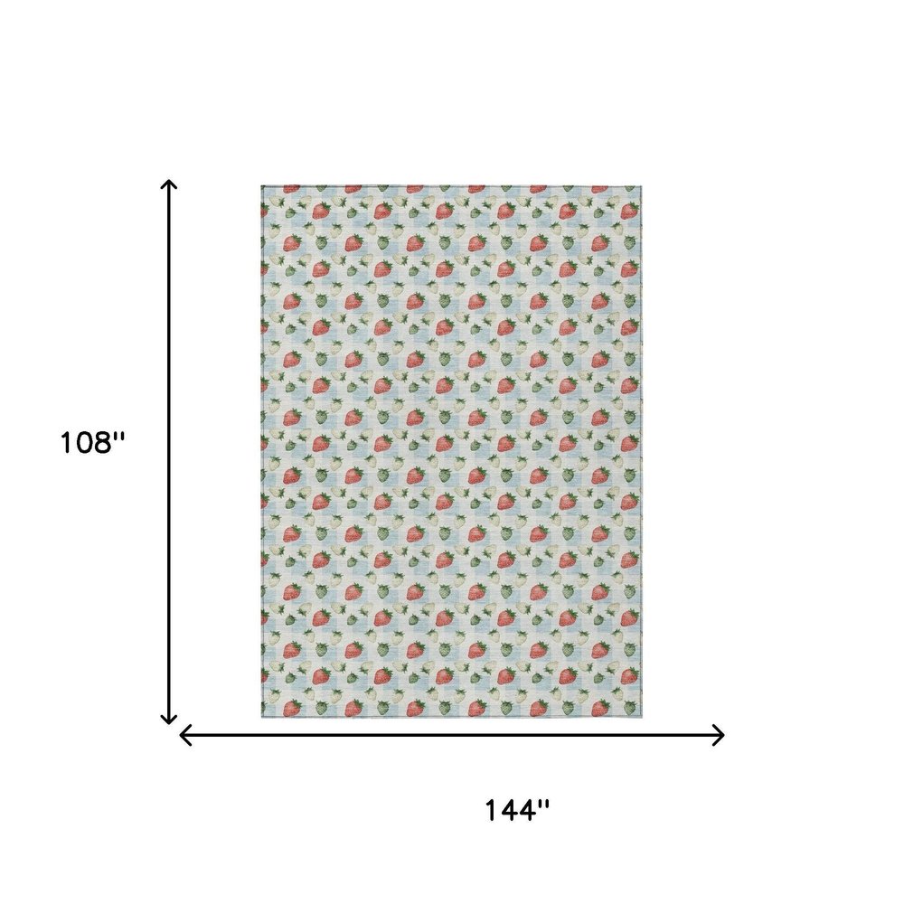 9' X 12' Sky Blue And Blue Floral Washable Indoor Outdoor Area Rug HomeRoots