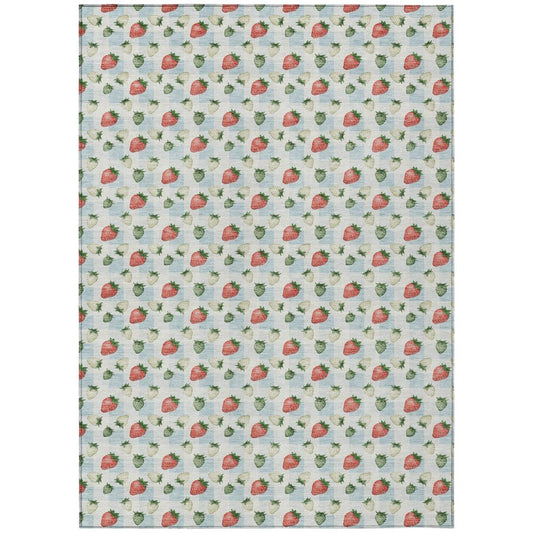 9' X 12' Sky Blue And Blue Floral Washable Indoor Outdoor Area Rug HomeRoots