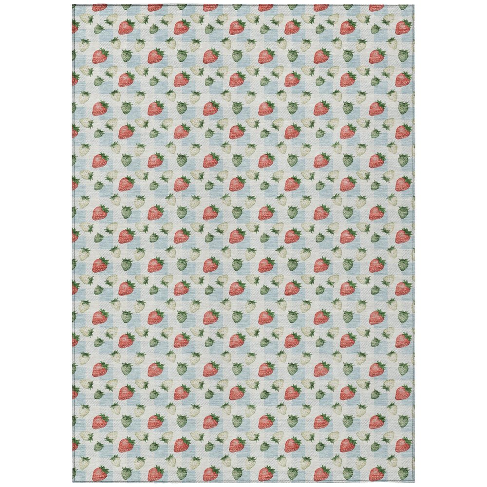 9' X 12' Sky Blue And Blue Floral Washable Indoor Outdoor Area Rug HomeRoots