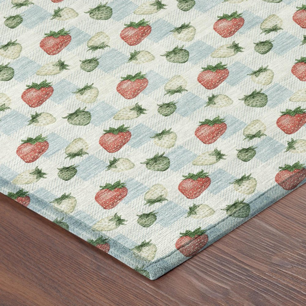 9' X 12' Sky Blue And Blue Floral Washable Indoor Outdoor Area Rug HomeRoots