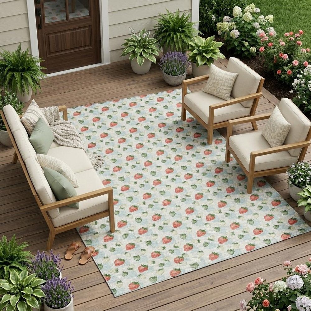 10' X 14' Sky Blue And Blue Floral Washable Indoor Outdoor Area Rug HomeRoots