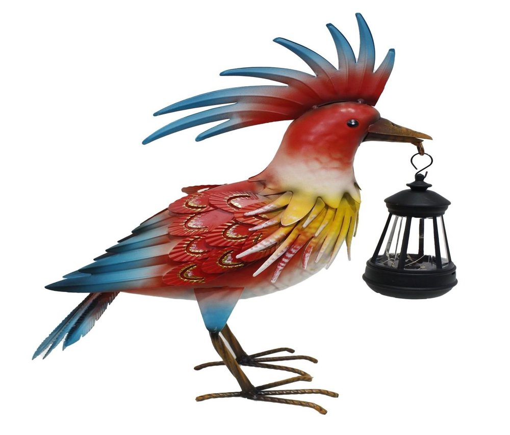 17" Red Blue And Yellow Metal LED lights Birds Garden Accents Accessories — view 2