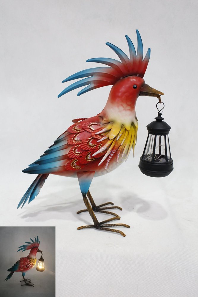17" Red Blue And Yellow Metal LED lights Birds Garden Accents Accessories — view 3