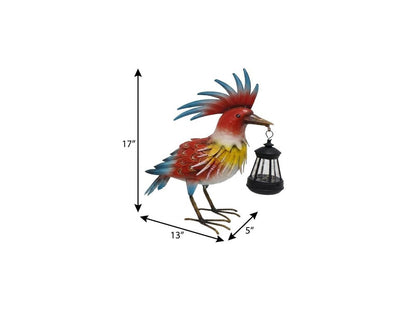 17" Red Blue And Yellow Metal LED lights Birds Garden Accents Accessories HomeRoots