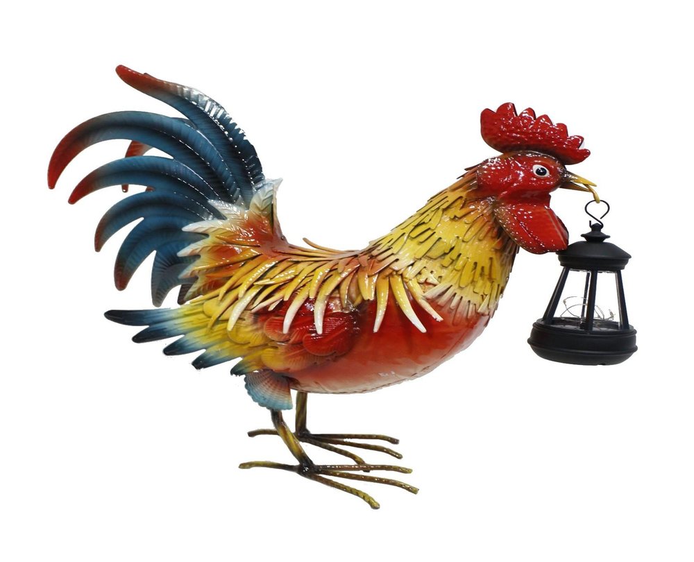 18" Red Blue And Yellow Metal LED lights Birds Garden Accents Accessories HomeRoots