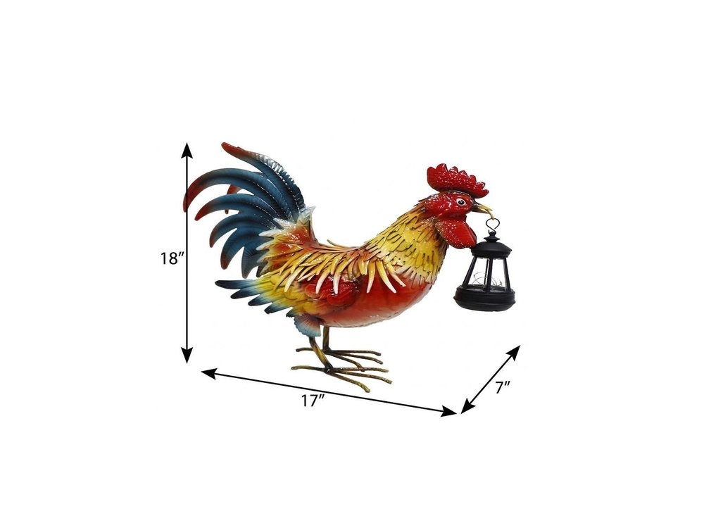 18" Red Blue And Yellow Metal LED lights Birds Garden Accents Accessories — view 4