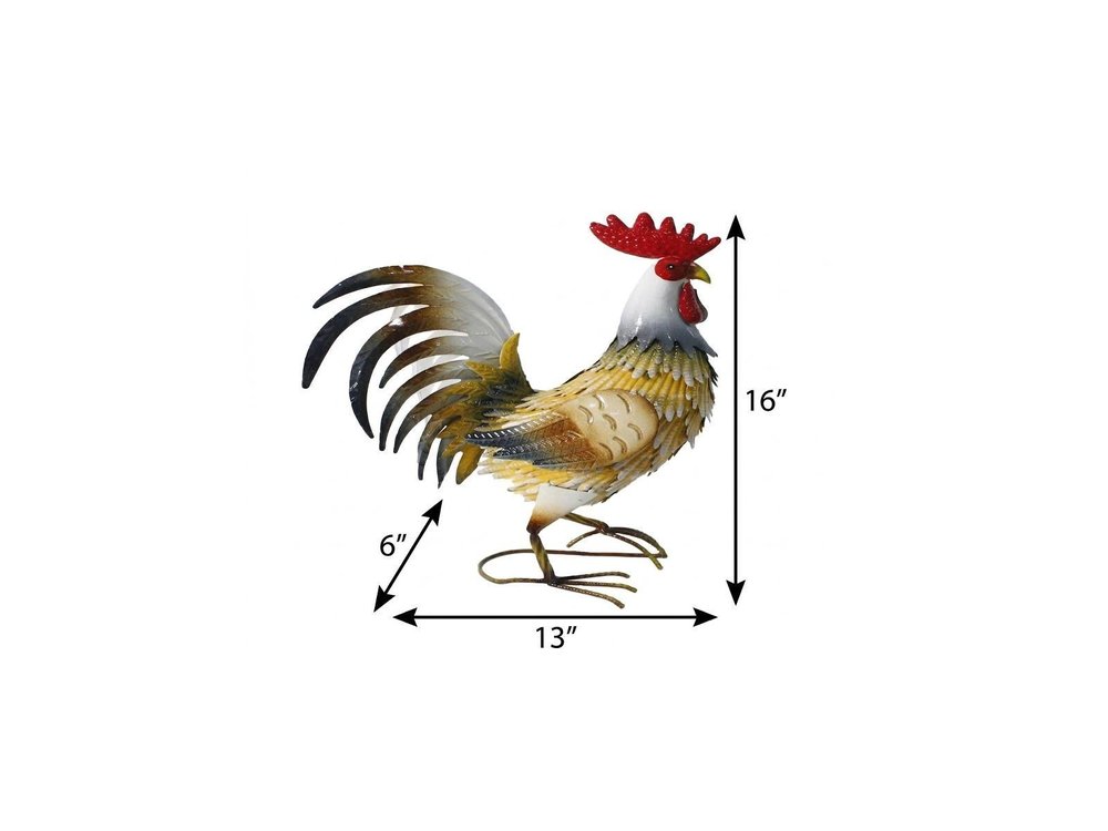16" Yellow White And Red Metal Birds Garden Accents Accessories HomeRoots