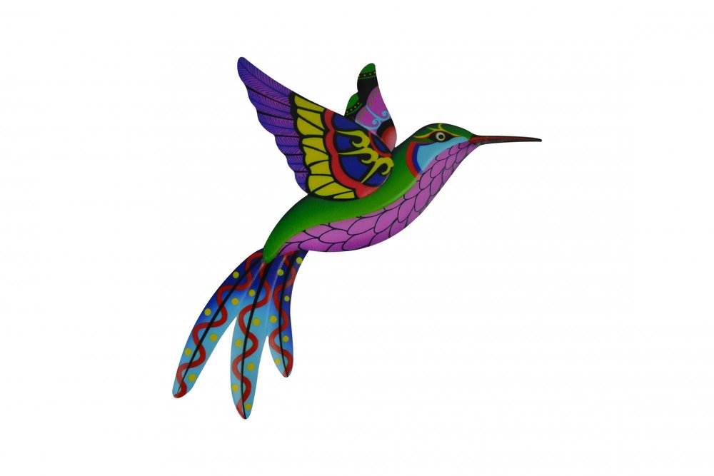 Set of Four Blue Purple And Red Metal Birds Garden Accents Accessories — view 2