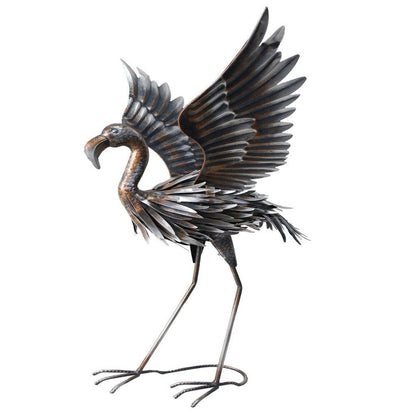 26" Copper And Silver Metal Flamingo Garden Accents Accessories HomeRoots