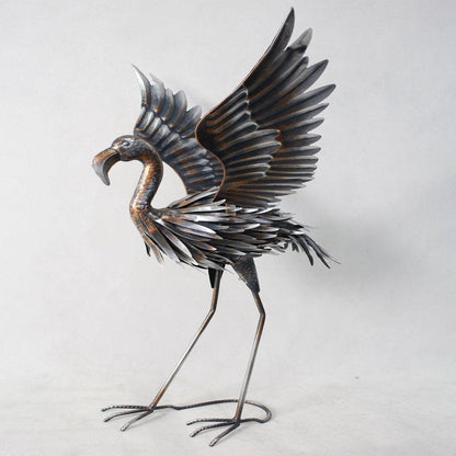 26" Copper And Silver Metal Flamingo Garden Accents Accessories HomeRoots