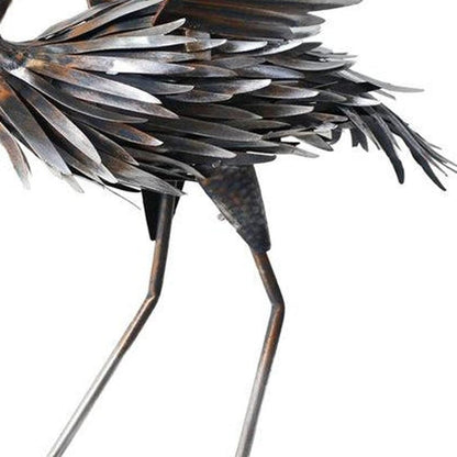 26" Copper And Silver Metal Flamingo Garden Accents Accessories HomeRoots