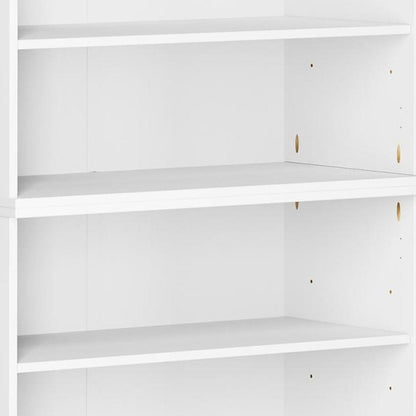 72" White Solid Wood Adjustable Six Tier Library Bookcase
