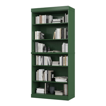 72" Green Solid Wood Adjustable Six Tier Library Bookcase HomeRoots