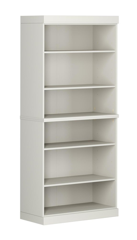 72" Off White Solid Wood Adjustable Six Tier Library Bookcase HomeRoots