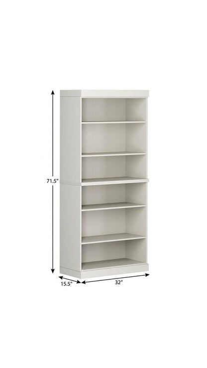 72" Off White Solid Wood Adjustable Six Tier Library Bookcase HomeRoots