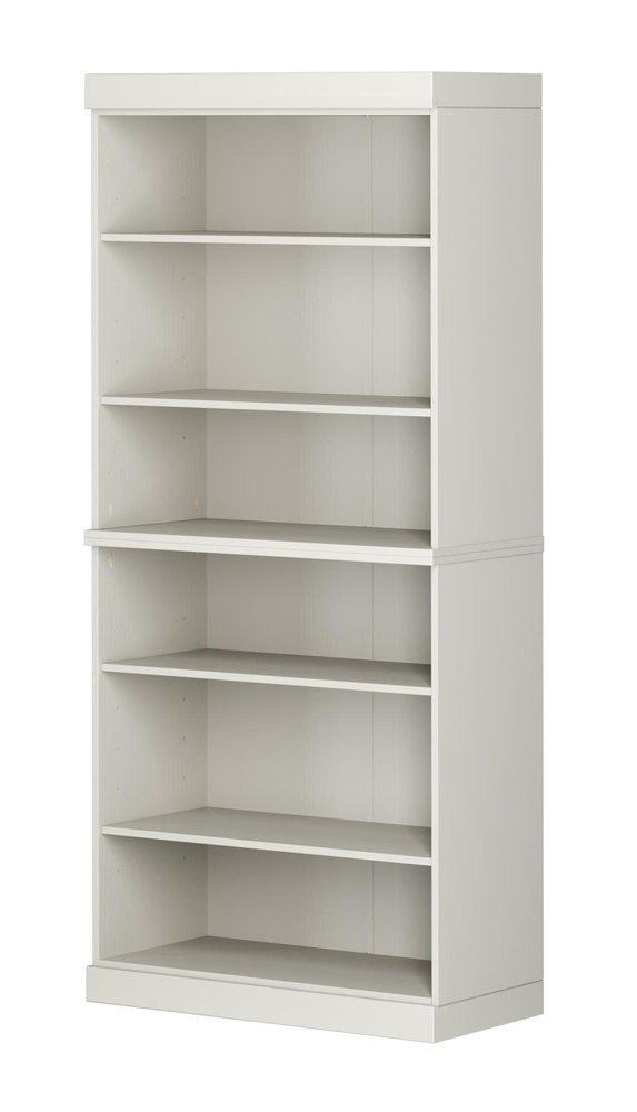 72" Off White Solid Wood Adjustable Six Tier Library Bookcase — view 6