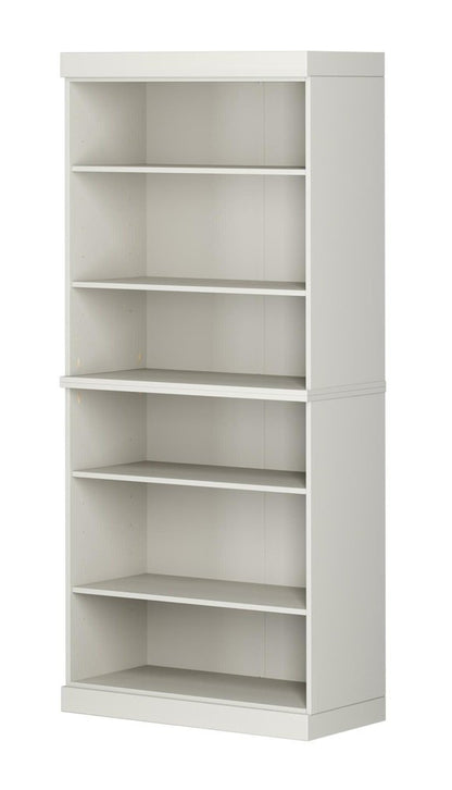 72" Off White Solid Wood Adjustable Six Tier Library Bookcase