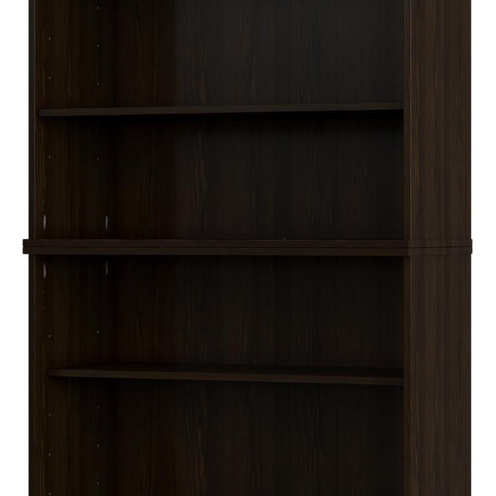 72" Espresso Solid Wood Adjustable Six Tier Library Bookcase