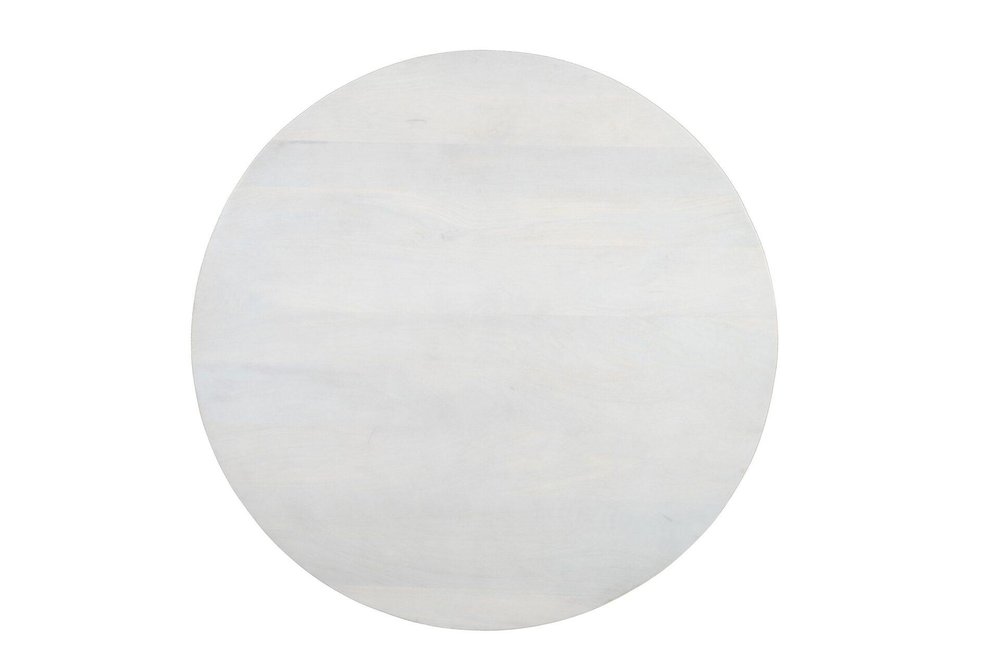 40" White Solid Wood Round Drum Coffee Table — view 5