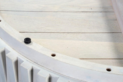 40" White Solid Wood Round Drum Coffee Table HomeRoots