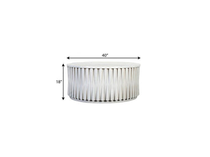40" White Solid Wood Round Drum Coffee Table