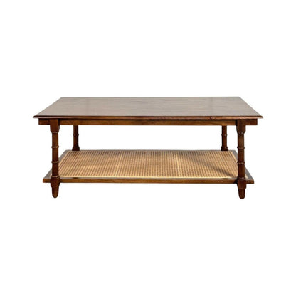 42" Chestnut Solid Wood and Rattan Coffee Table HomeRoots