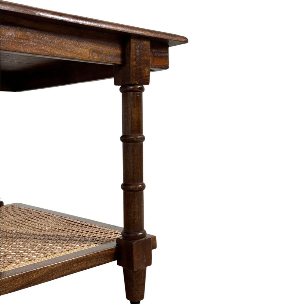 42" Chestnut Solid Wood and Rattan Coffee Table — view 5