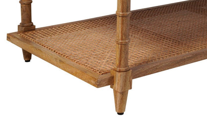 42" Natural Solid Wood and Rattan Coffee Table HomeRoots