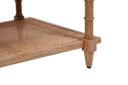 42" Natural Solid Wood and Rattan Coffee Table HomeRoots