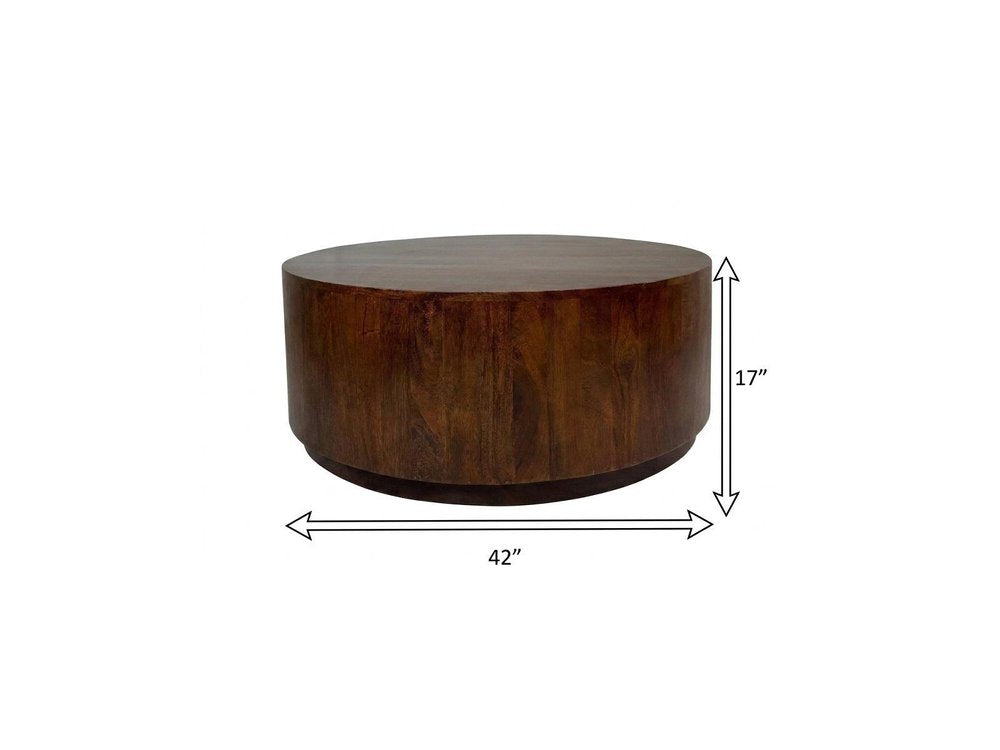 42" Chestnut Solid Wood Round Drum Coffee Table HomeRoots