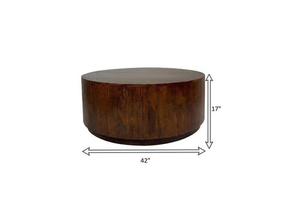 42" Chestnut Solid Wood Round Drum Coffee Table HomeRoots