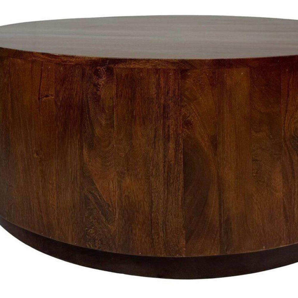 42" Chestnut Solid Wood Round Drum Coffee Table — view 7