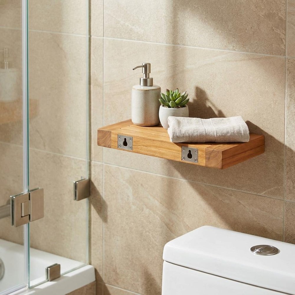 12" Brown Solid Wood Wall Mounted Floating Shelf HomeRoots