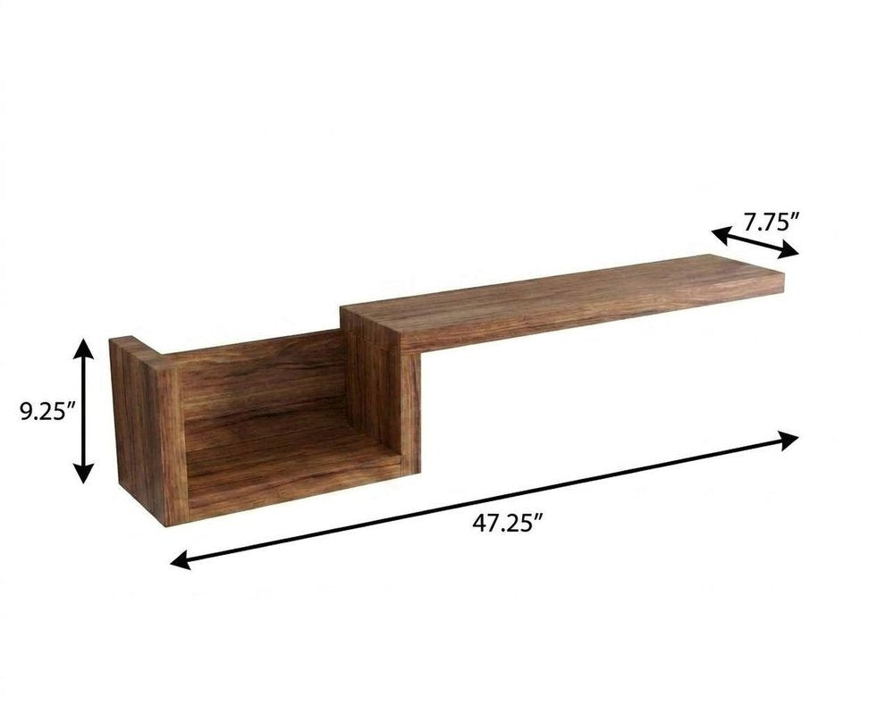 47" Oak Solid Wood Wall Mounted Floating Shelf HomeRoots