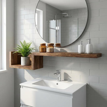 47" Oak Solid Wood Wall Mounted Floating Shelf HomeRoots