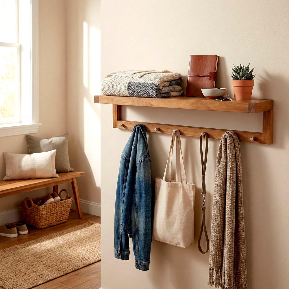 36" Brown Solid Wood Wall Mounted Floating Shelf HomeRoots