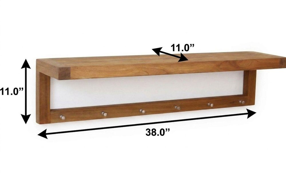 36" Brown Solid Wood Wall Mounted Floating Shelf — view 3