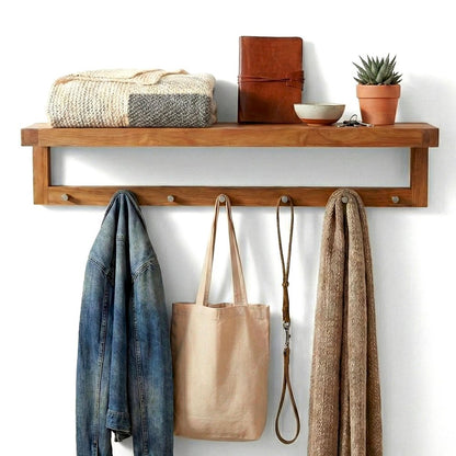 36" Brown Solid Wood Wall Mounted Floating Shelf HomeRoots