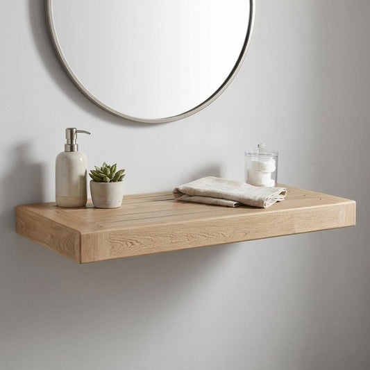 18" Brown Solid Wood Wall Mounted Floating Shelf HomeRoots