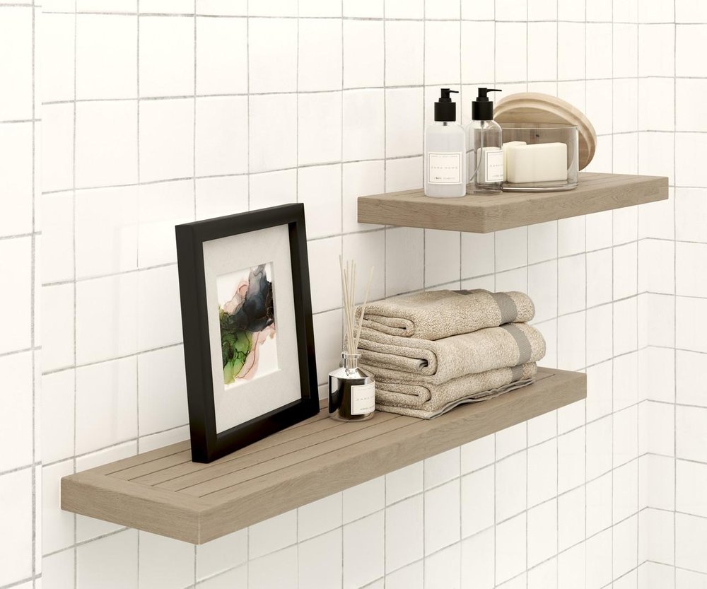 18" Brown Solid Wood Wall Mounted Floating Shelf — view 8