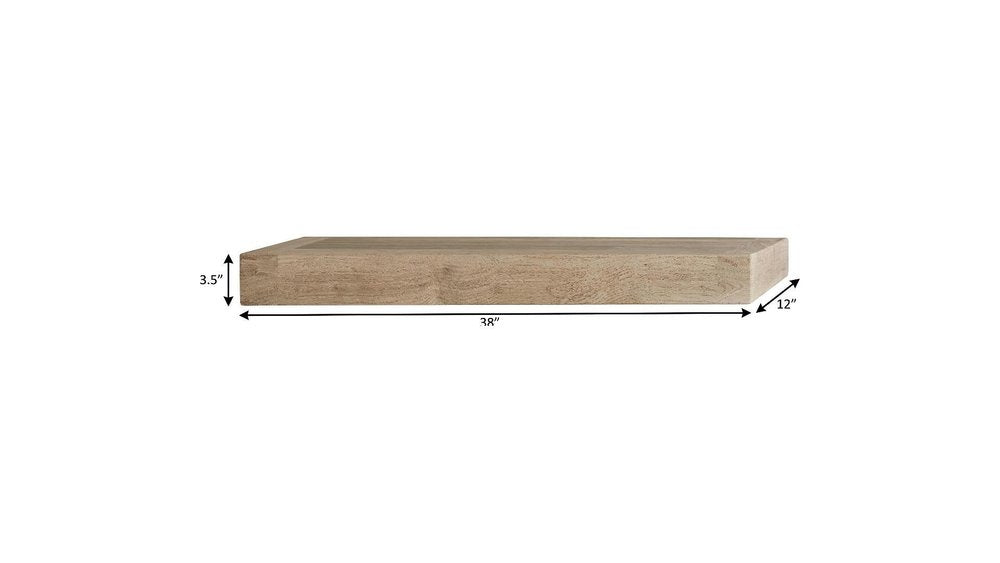 18" Brown Solid Wood Wall Mounted Floating Shelf HomeRoots