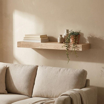 18" Brown Solid Wood Wall Mounted Floating Shelf HomeRoots