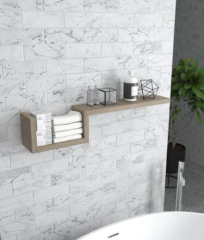 47" Oak Solid Wood Wall Mounted Floating Shelf HomeRoots