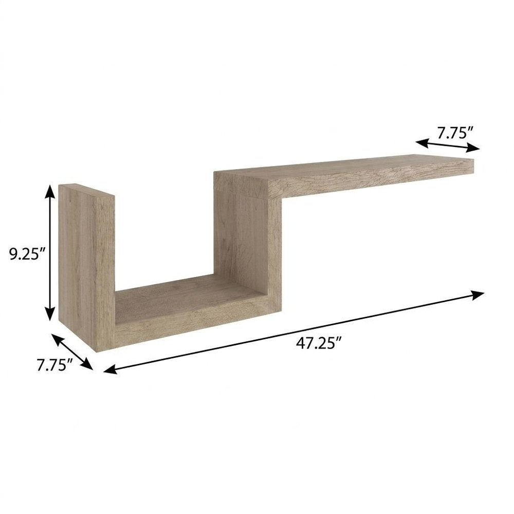 47" Oak Solid Wood Wall Mounted Floating Shelf HomeRoots